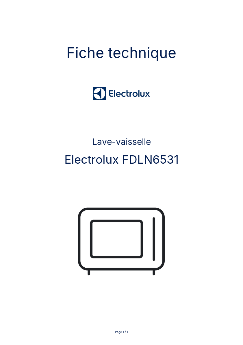 Page n°1 - Fiche technique Electrolux FDLN6531
