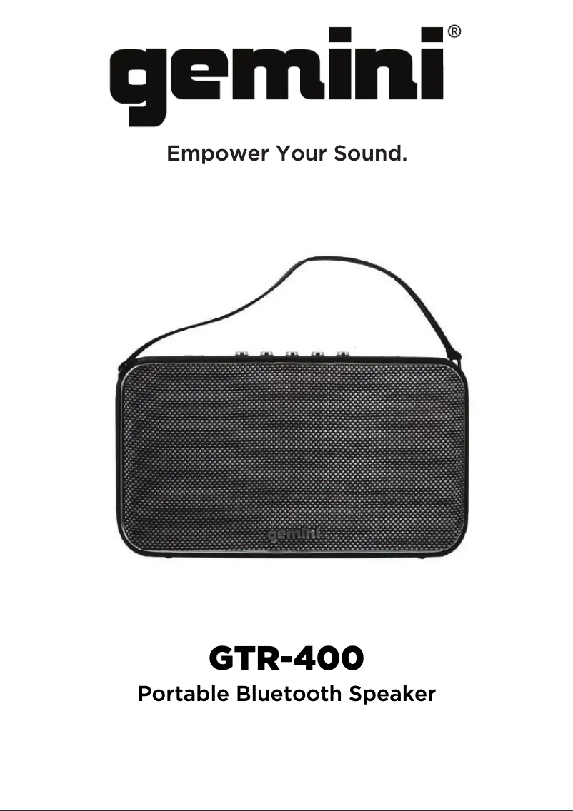 Page 1 de la notice Manuel utilisateur Gemini GTR-400
