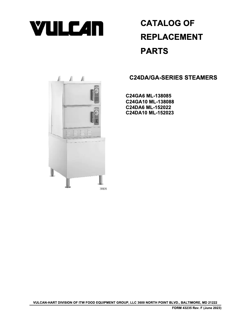 Page 1 de la notice Catalogue Vulcan C24GA10 PS