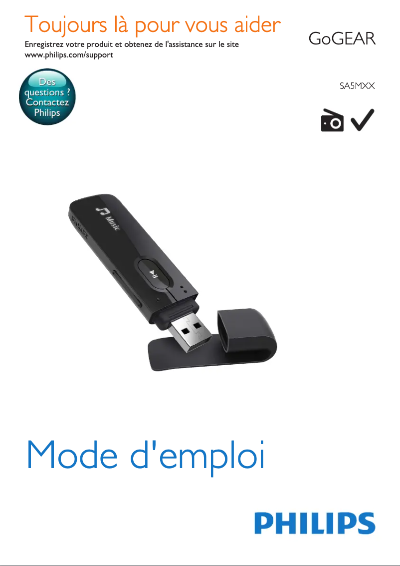 Image de la première page du manuel de l'appareil GoGear SA5MXX04PF