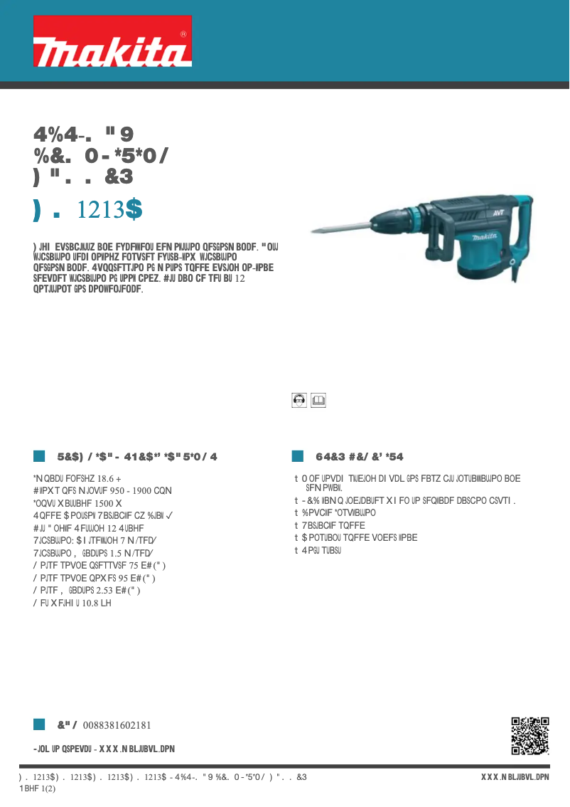 Page 1 de la notice Fiche technique Makita HM1213C