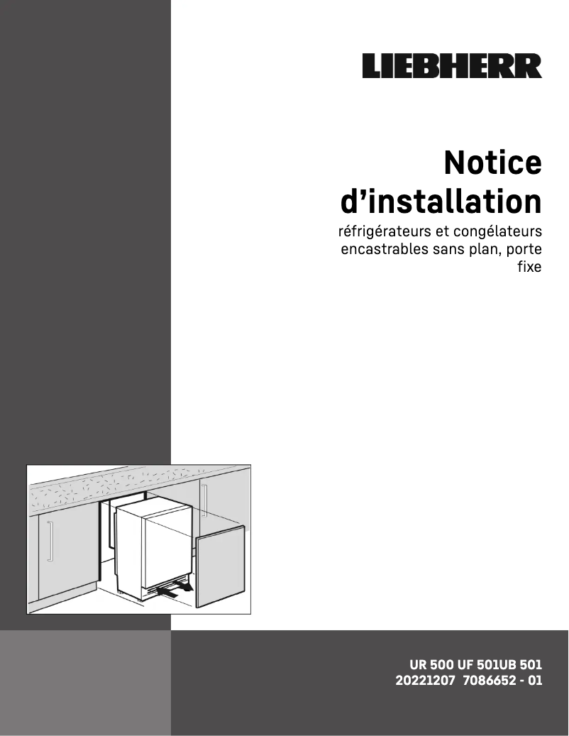 Page 1 de la notice Guide d'installation Liebherr SUIKP 1550