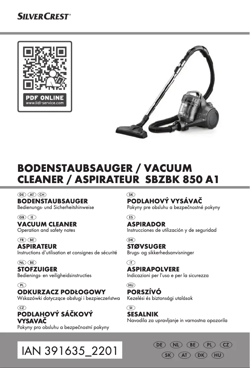 Page n°1 - Manuel utilisateur SilverCrest SBSB 750 A1