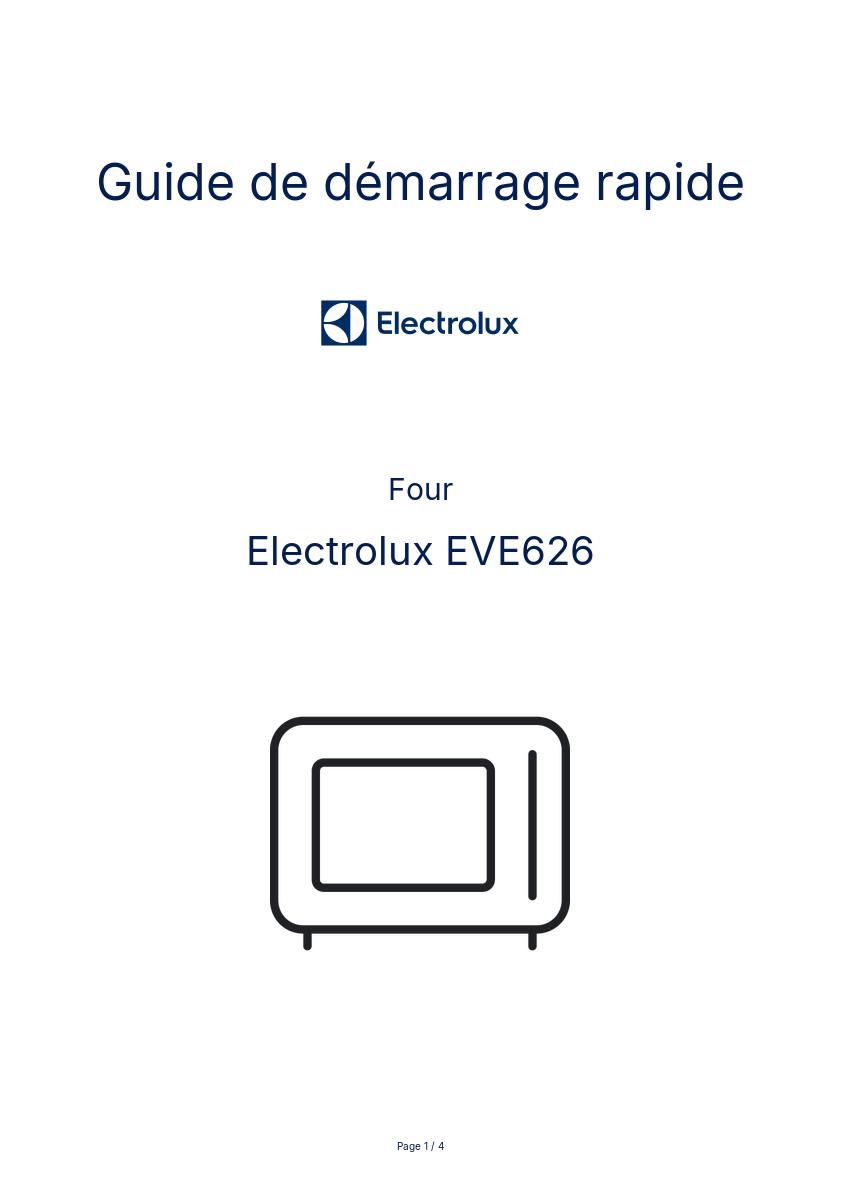 Page n°1 - Guide de démarrage rapide Electrolux EVE626