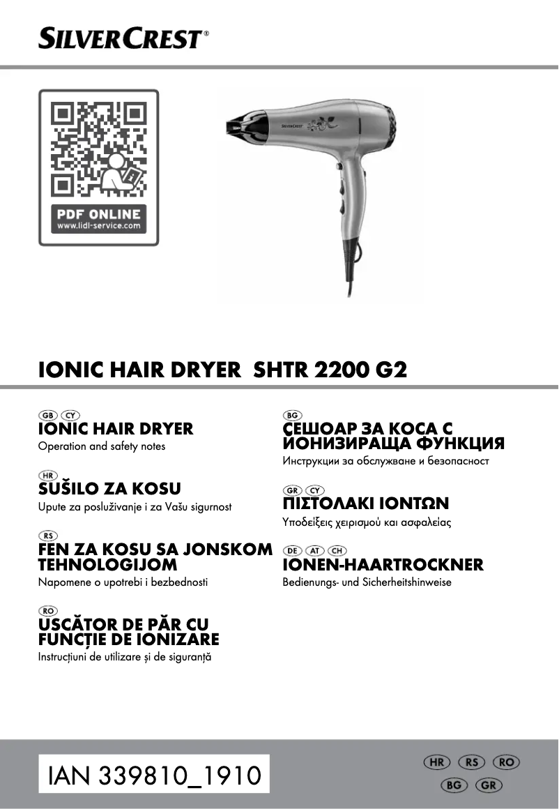 Page n°1 - Manuel utilisateur SilverCrest SHTR 2200 G2