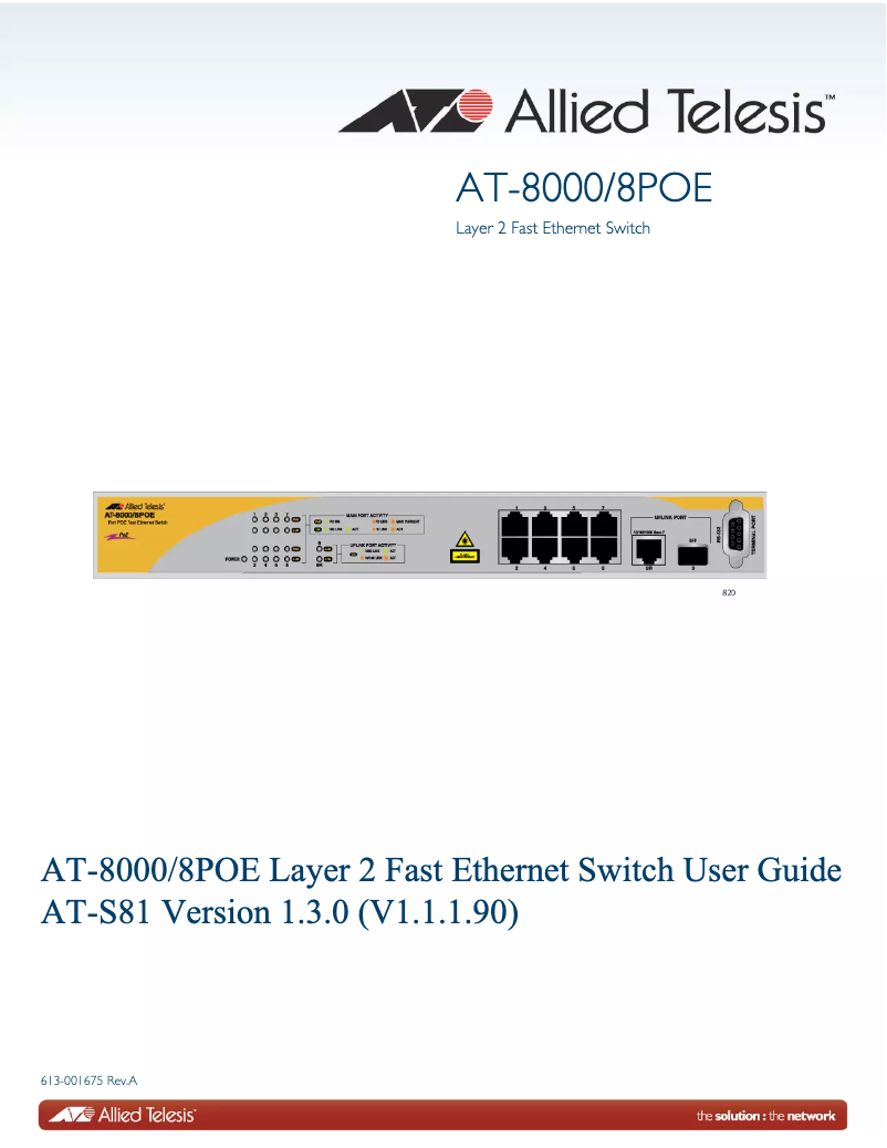 Page 1 de la notice Manuel utilisateur Allied Telesis AT-8000-8POE