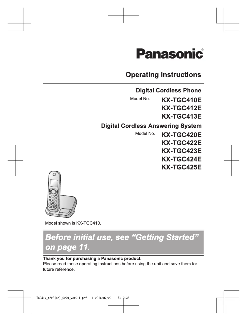 Página 1 del manual Manual de usuario Panasonic KX-TGC422E