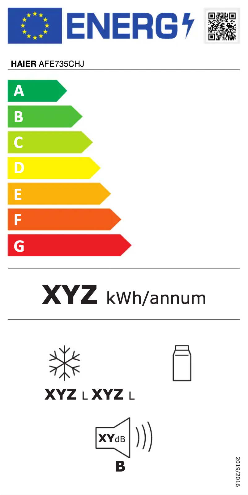Page 1 de la notice Label énergétique Haier AFE735CHJ
