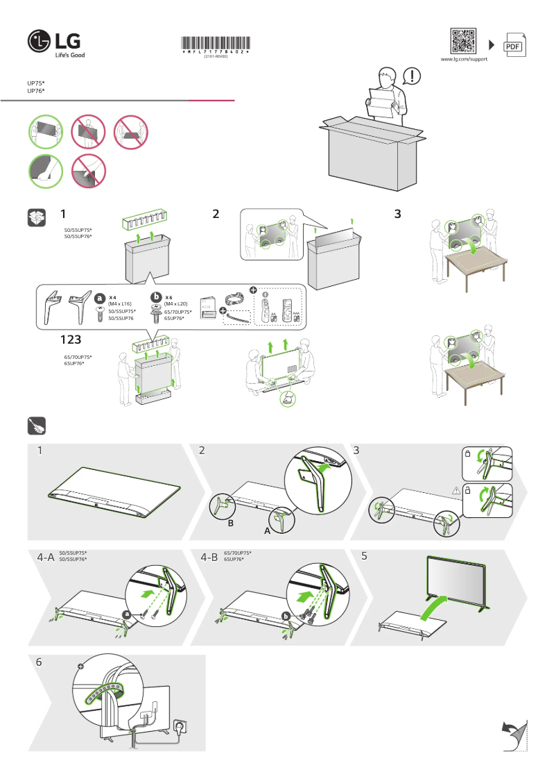 Image de la première page du manuel de l'appareil 55UP75003LF