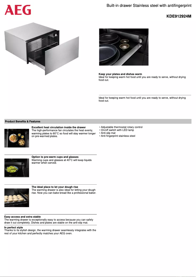 Página 1 del manual Ficha técnica AEG KDE912924M