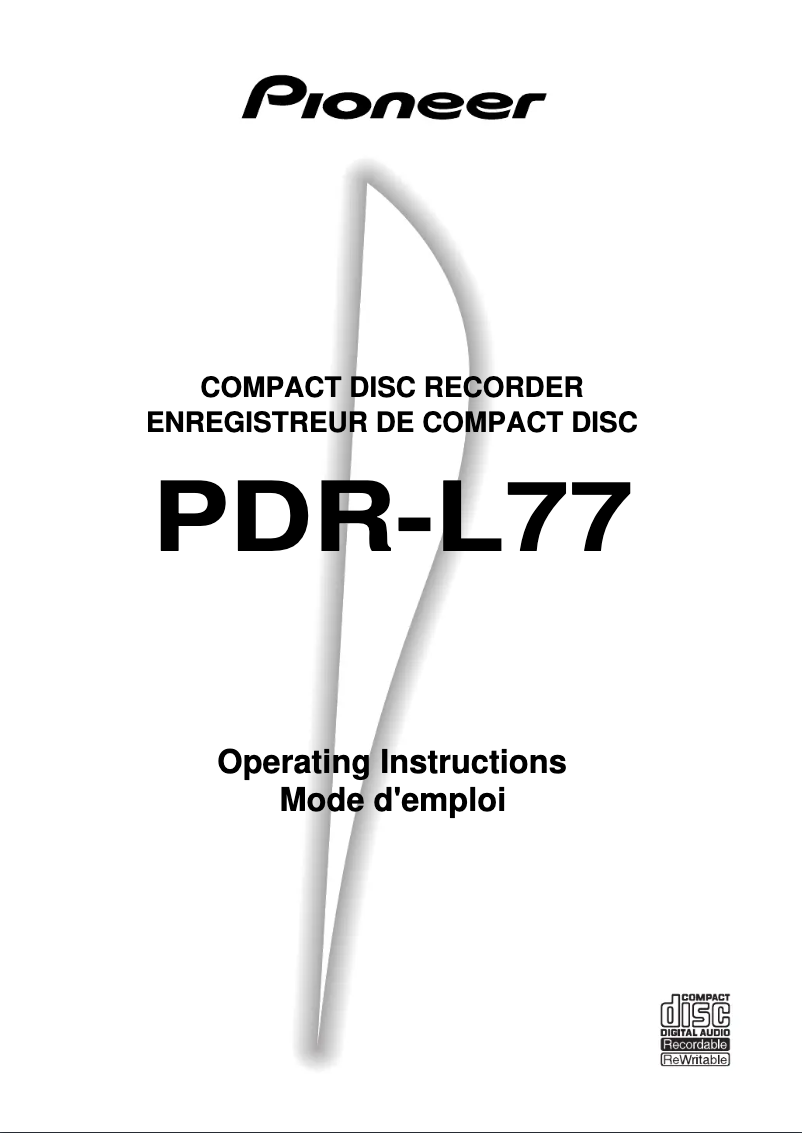 Image de la première page du manuel de l'appareil PDR-L77