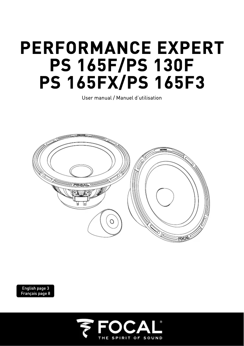 Page 1 de la notice Manuel utilisateur Focal Performance Expert PS 165F