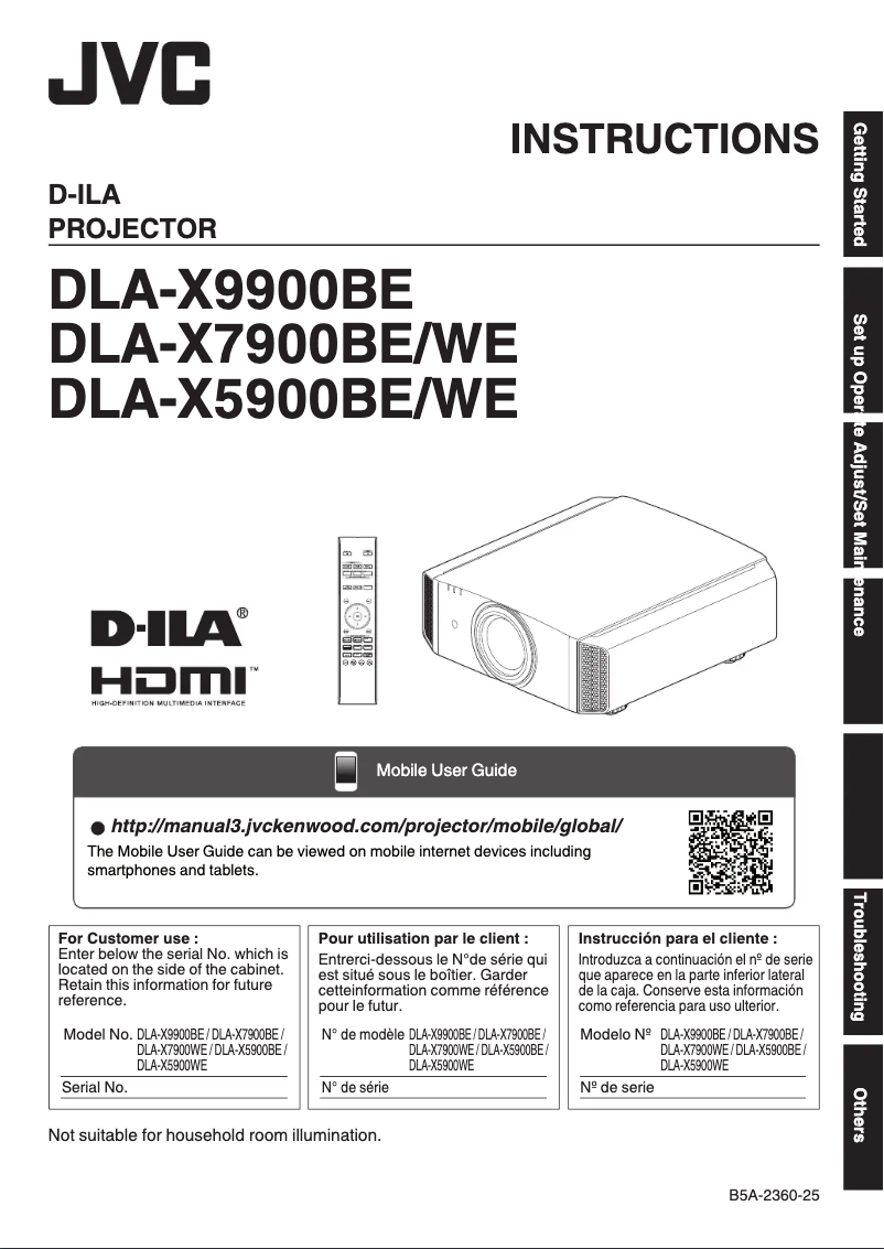 Page n°1 - Manuel utilisateur JVC DLA-X9900BE