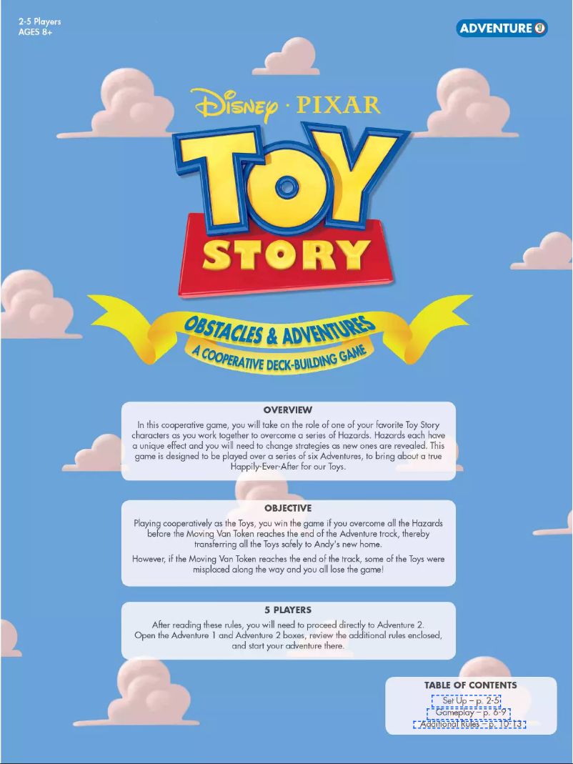 Page n°1 - Manuel utilisateur USAopoly TOY STORY OBSTACLES & ADVENTURES