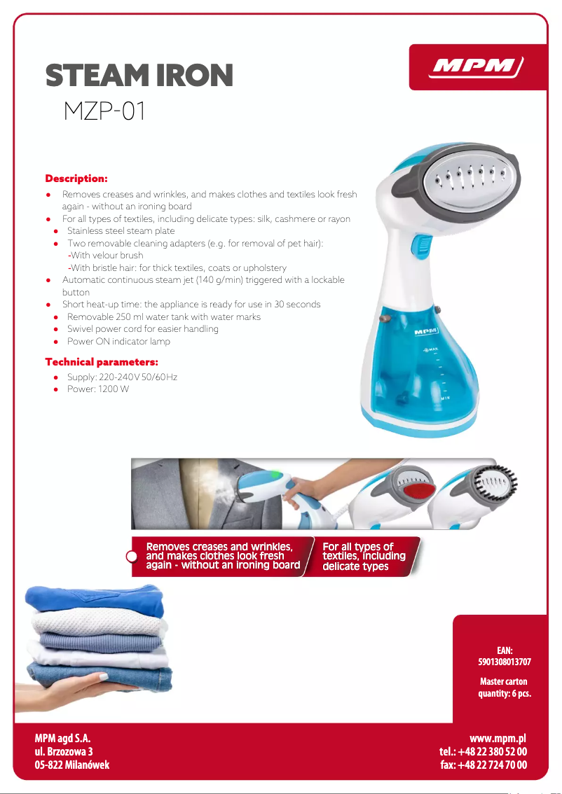 Page 1 de la notice Fiche technique MPM MZP-01