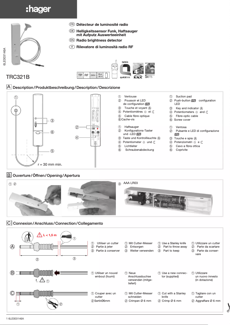 Image de la première page du manuel de l'appareil TRC321B