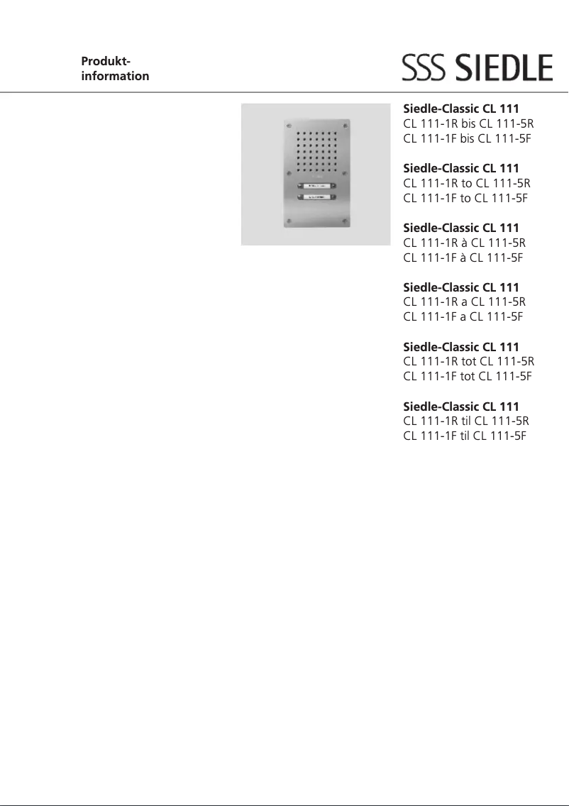 Page n°1 - Manuel utilisateur Siedle Classic CL 111-3 R