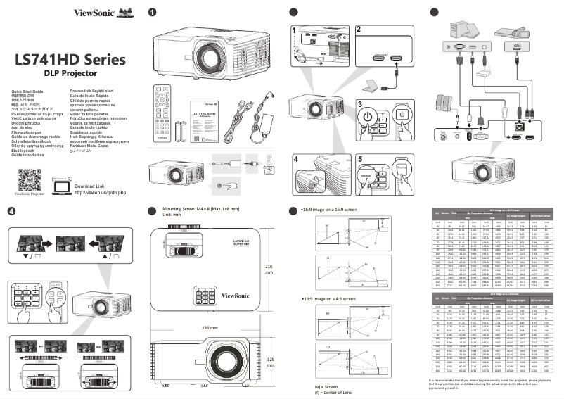 Page 1 de la notice Guide de démarrage rapide Viewsonic LS741HD