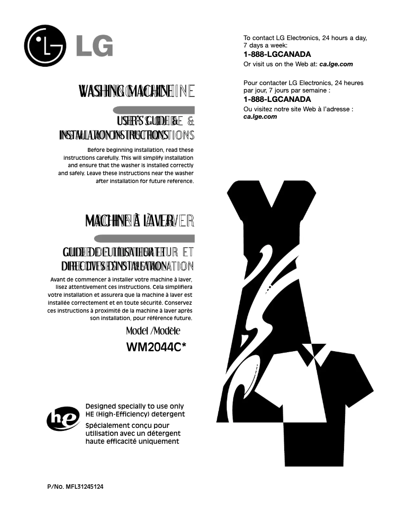 Page 1 de la notice Manuel utilisateur LG WD-10413BD