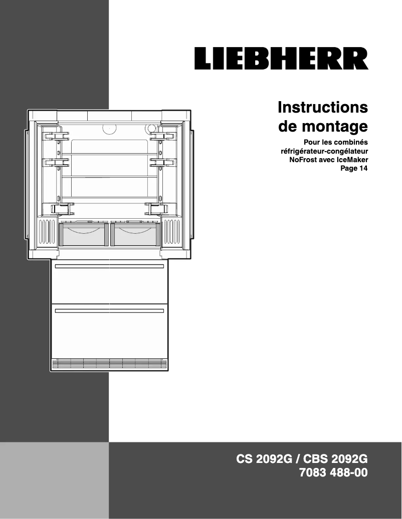 Page 1 de la notice Guide d'installation Liebherr CBS 2092G