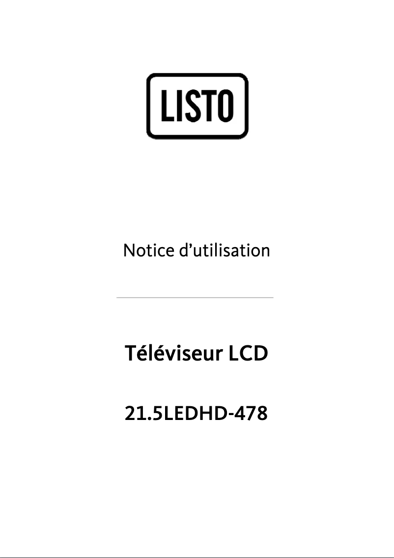 Page 1 de la notice Manuel utilisateur Listo LEDHD-478