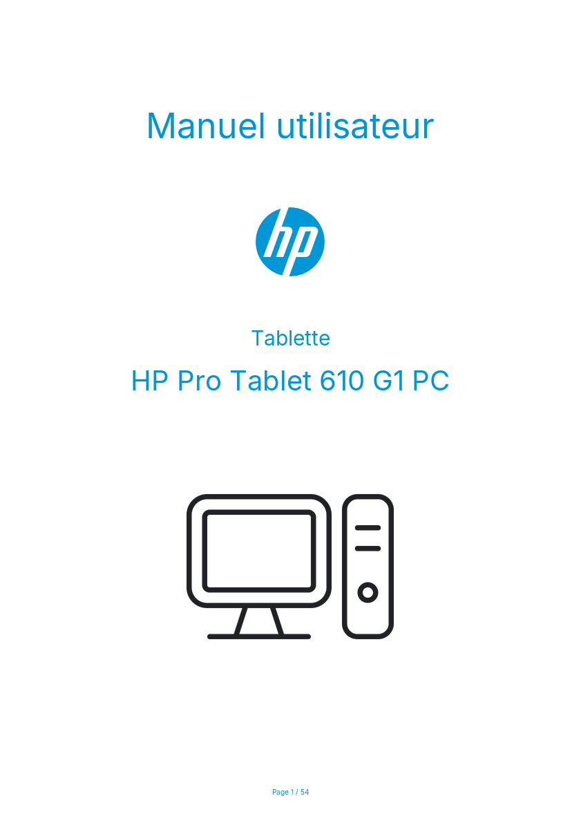 Image de la première page du manuel de l'appareil Pro Tablet 610 G1 PC