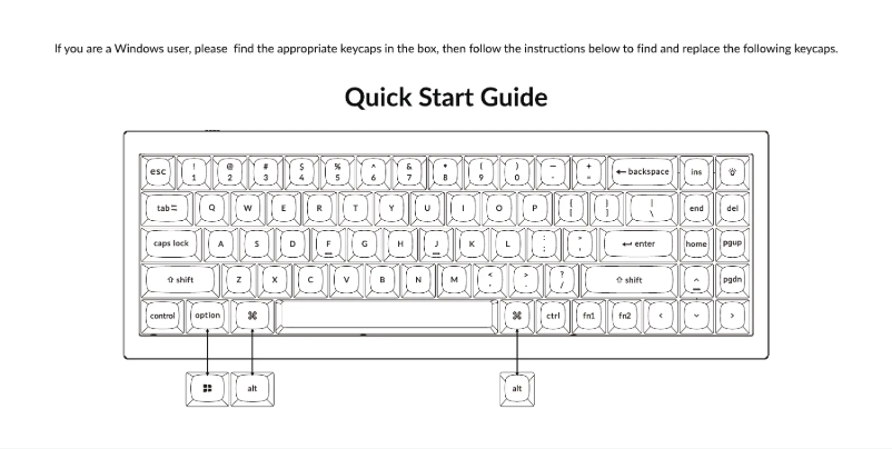 Page 1 de la notice Guide de démarrage rapide Keychron Q7