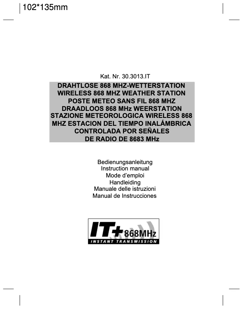 Page 1 de la notice Manuel utilisateur TFA 30.3013