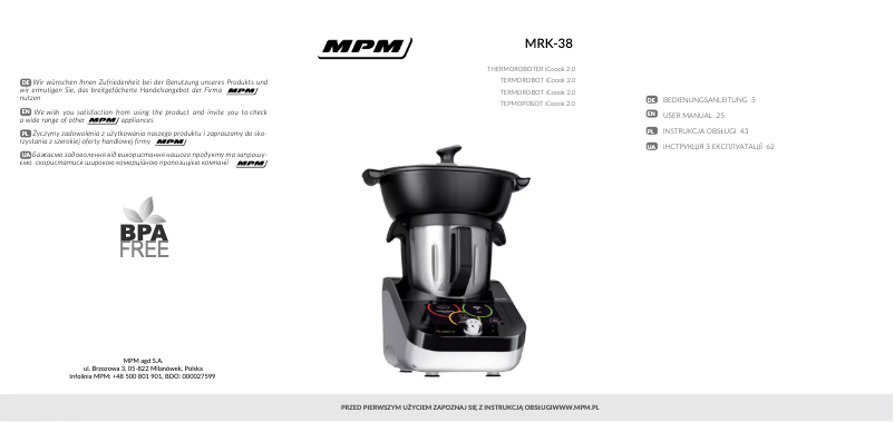 Page 1 de la notice Manuel utilisateur MPM MRK-38