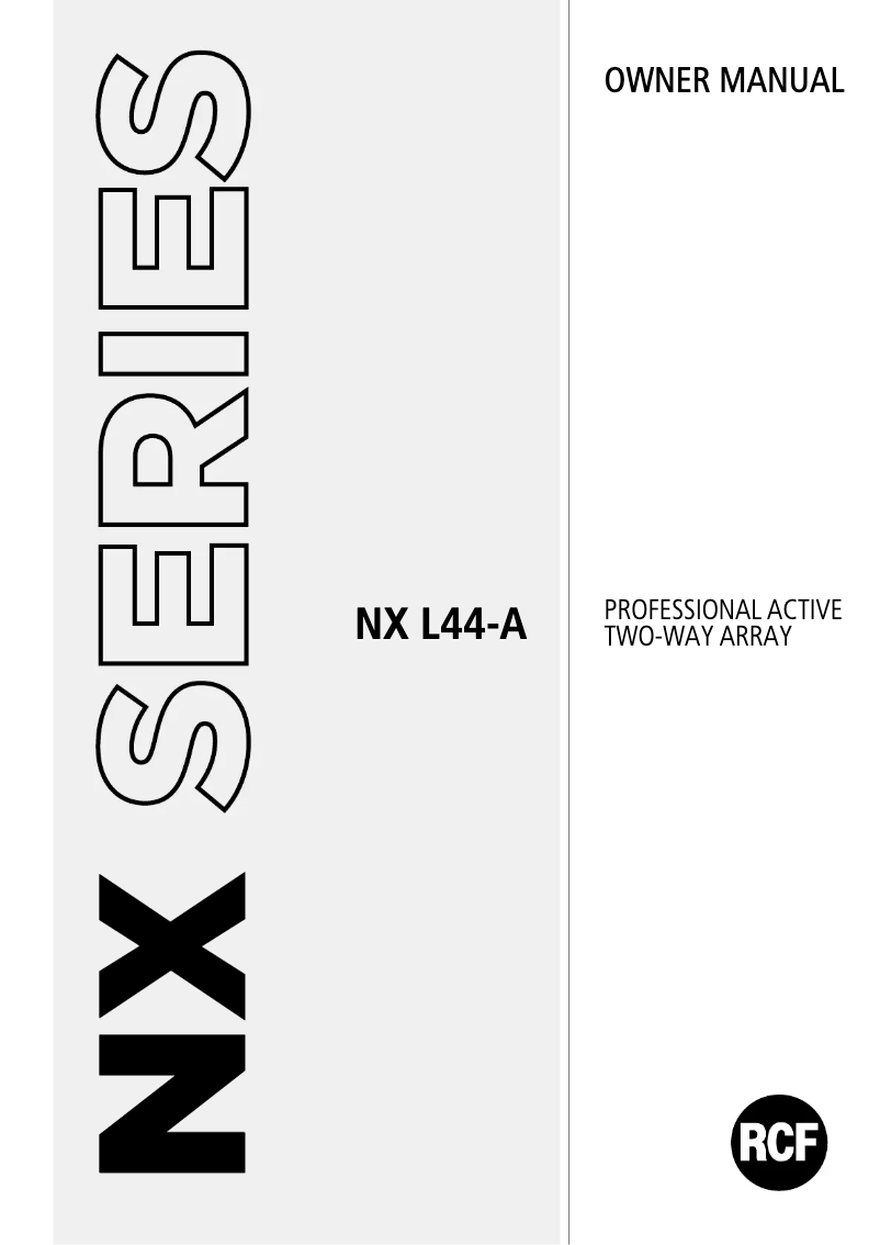 Page n°1 - Manuel utilisateur RCF NXL 44-A