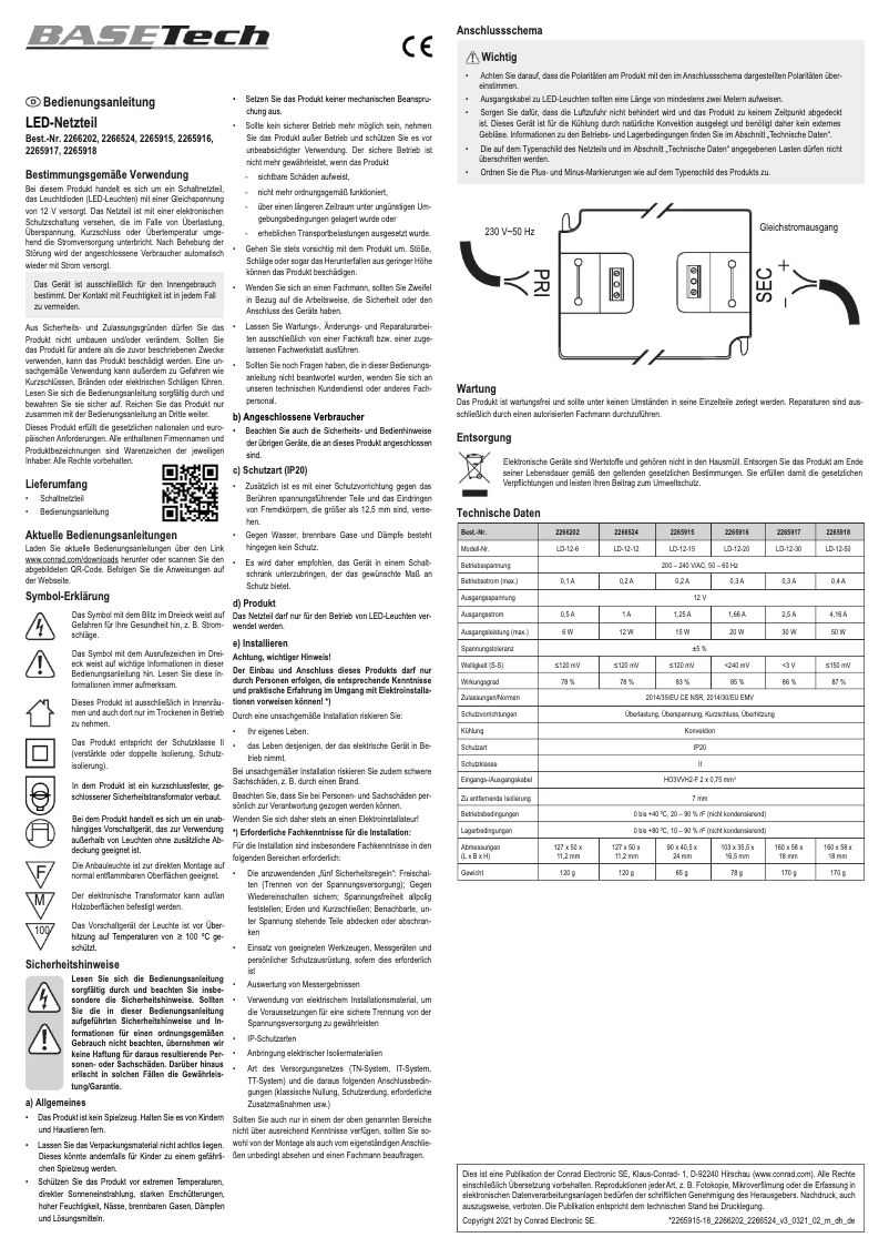 Image de la première page du manuel de l'appareil LD-12-50