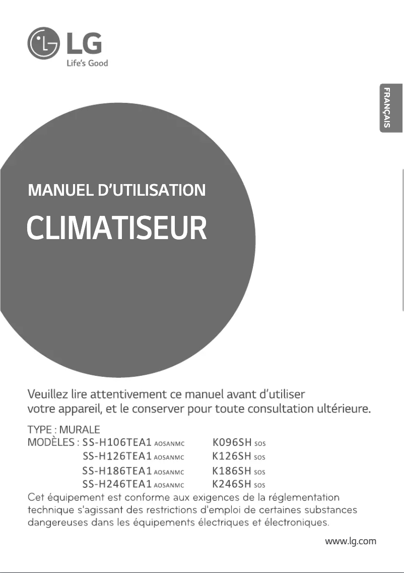 Page 1 de la notice Manuel utilisateur LG K096SH