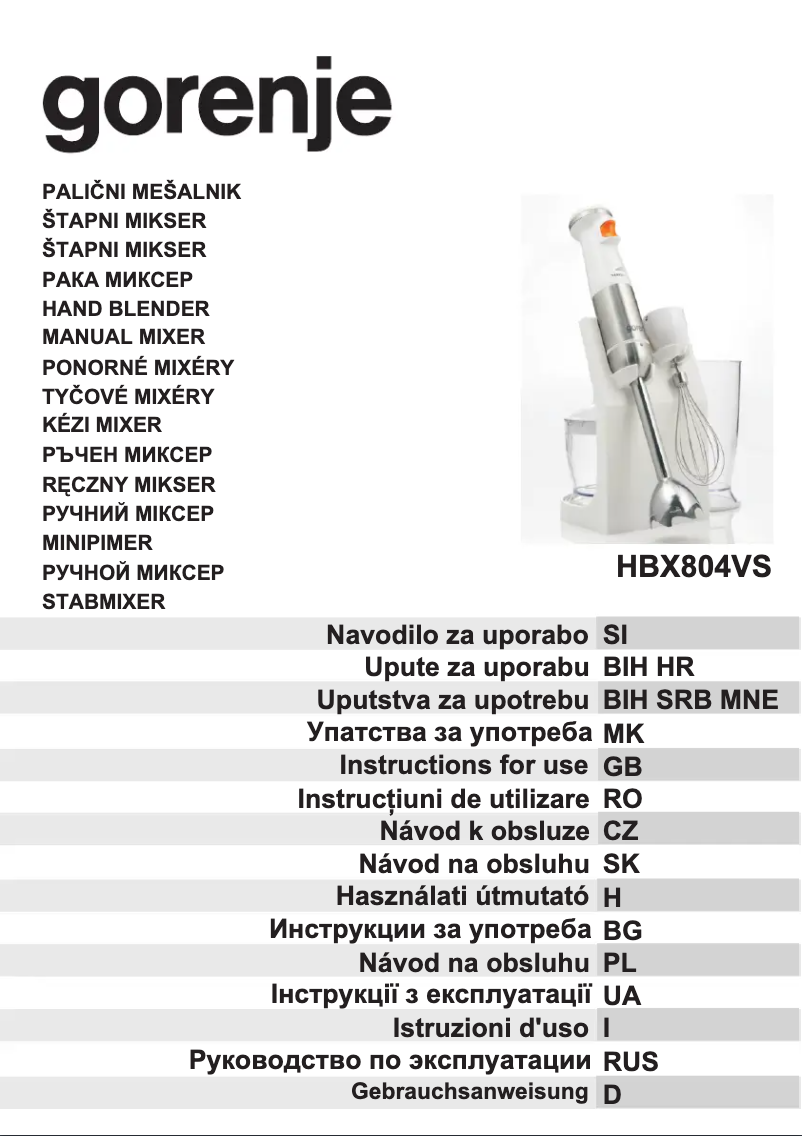 Page n°1 - Manuel utilisateur Gorenje HBX804VS