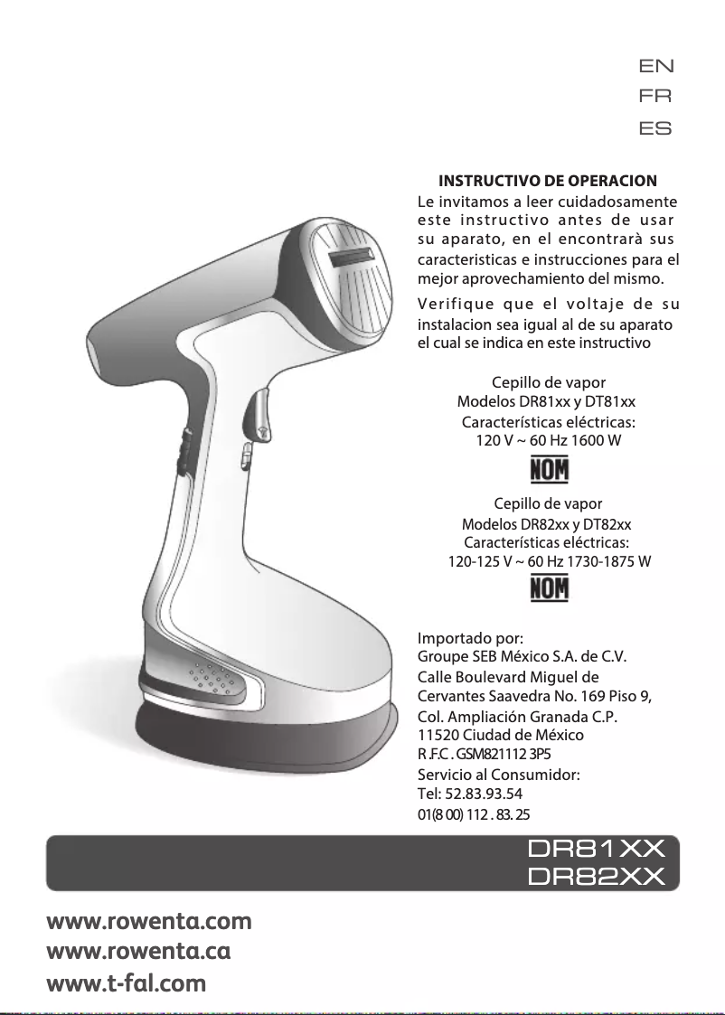 Image de la première page du manuel de l'appareil X-Cel Steam DR8170