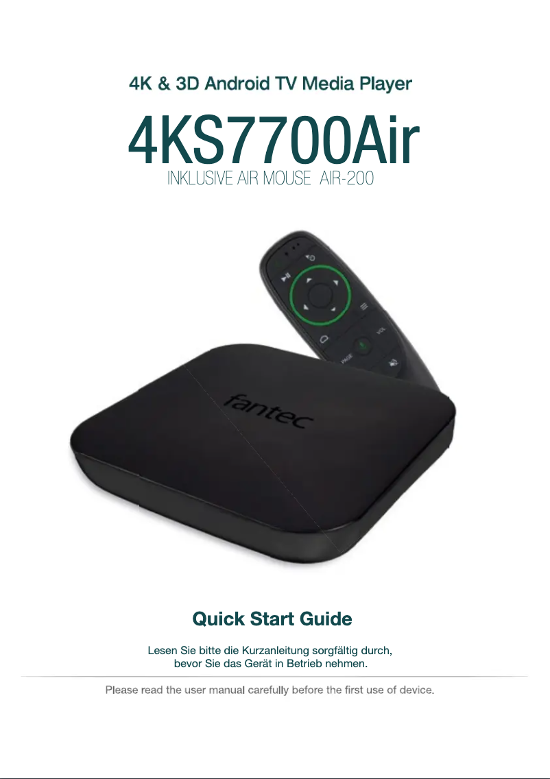 Page 1 de la notice Manuel utilisateur Fantec 4KS7700Air