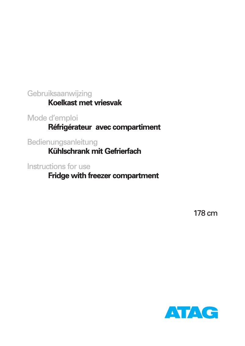 Page 1 de la notice Manuel utilisateur Atag KD6178B