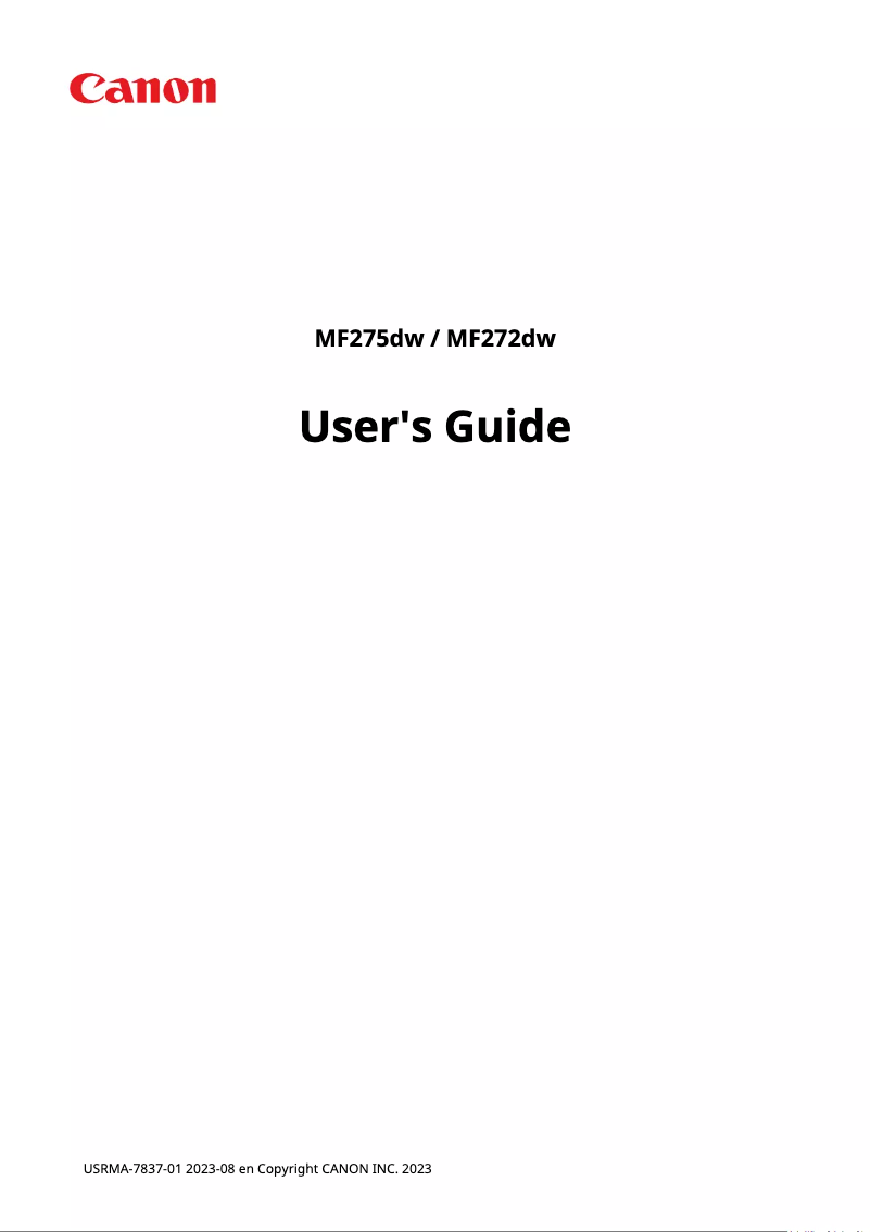 Page n°1 - Manuel utilisateur Canon i-SENSYS MF272dw