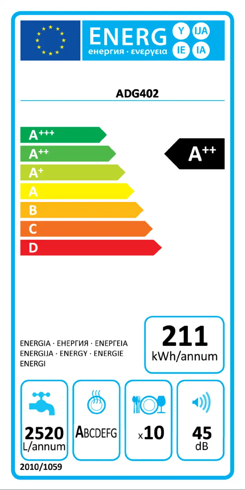 Page n°1 - Label énergétique Whirlpool ADG 402