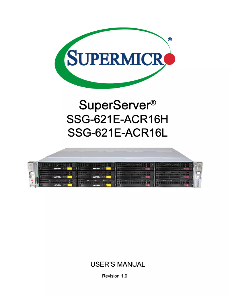 Image de la première page du manuel de l'appareil SuperServer SSG-621E-ACR16H