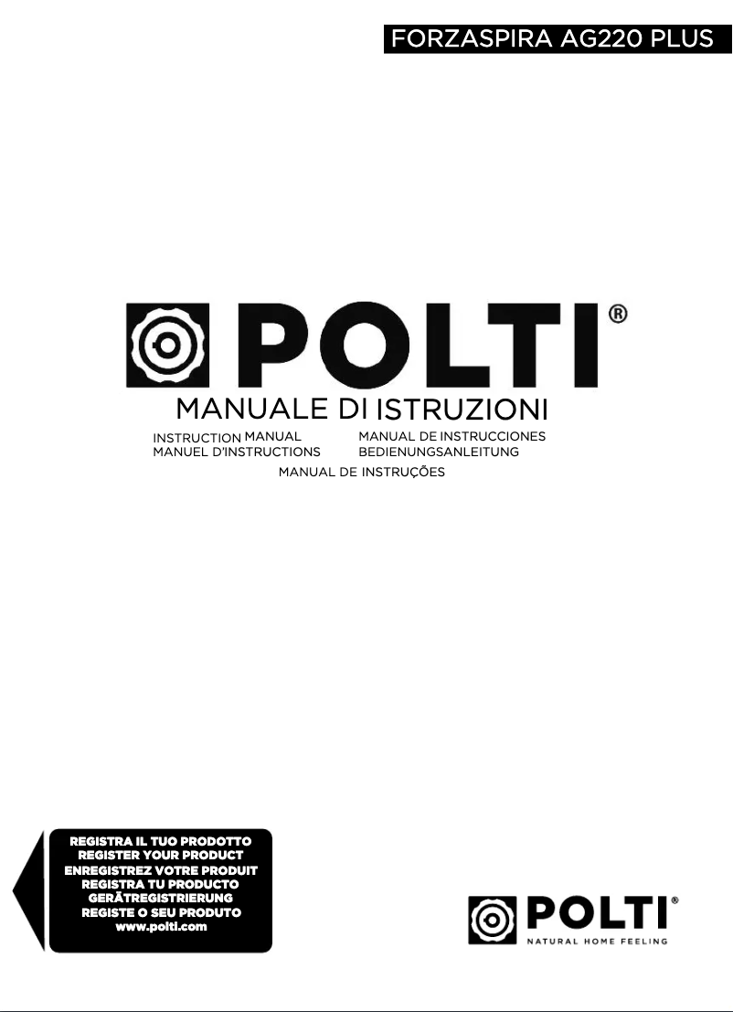 Page 1 de la notice Manuel utilisateur Polti Forzaspira AG220 Plus