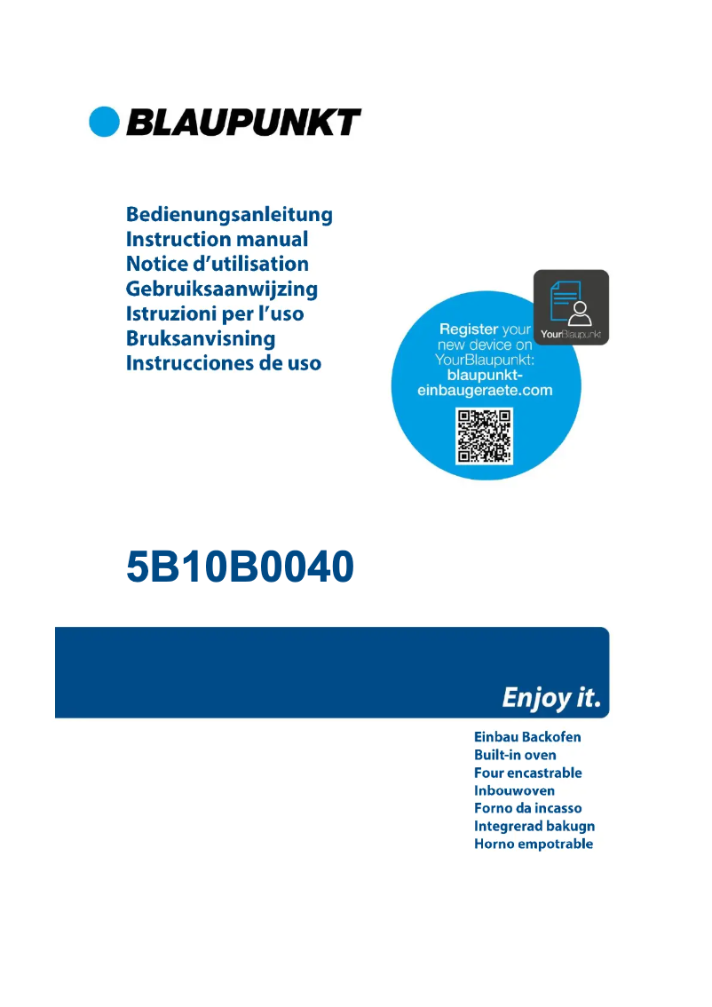 Page 1 de la notice Manuel utilisateur Blaupunkt 5B10B0040