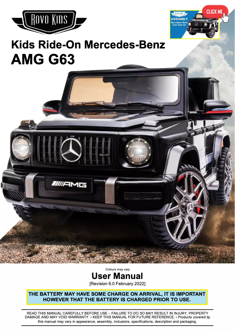 Page n°1 - Manuel utilisateur Rovo Kids Mercedes AMG G63