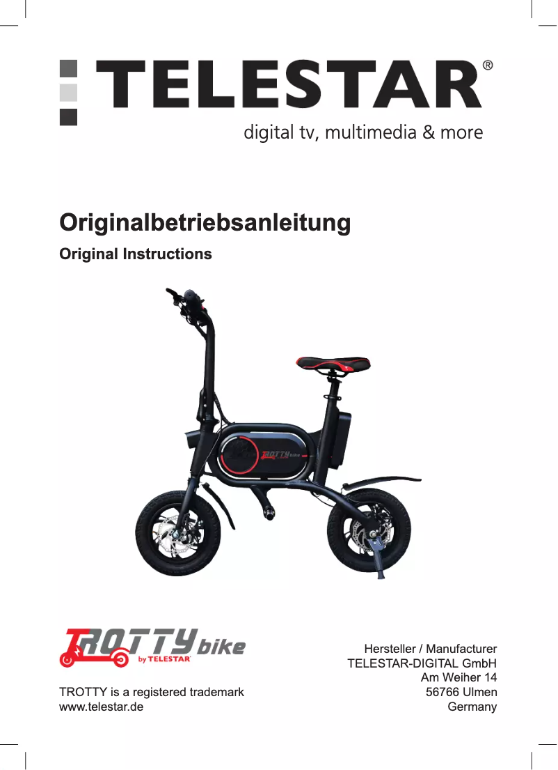 Page 1 de la notice Manuel utilisateur Telestar TROTTY bike