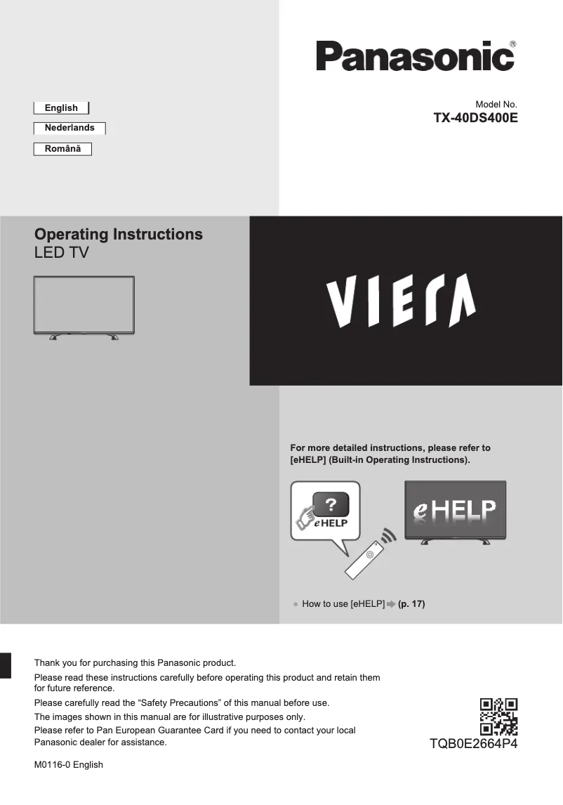 Imagen de la primera página del manual del dispositivo Viera TX-40AX630E