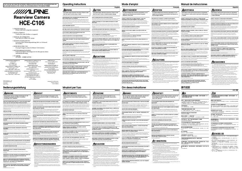 Page 1 de la notice Manuel utilisateur Alpine HCE-C105