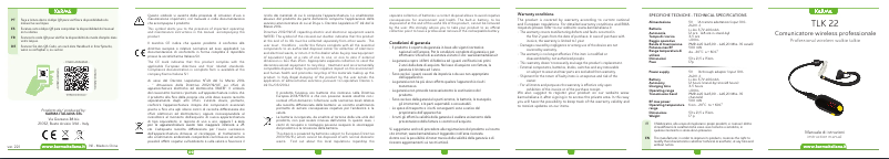 Page n°1 - Manuel utilisateur Karma TLK 22
