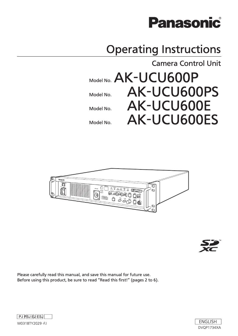 Page 1 de la notice Manuel utilisateur Panasonic AK-UCU600P