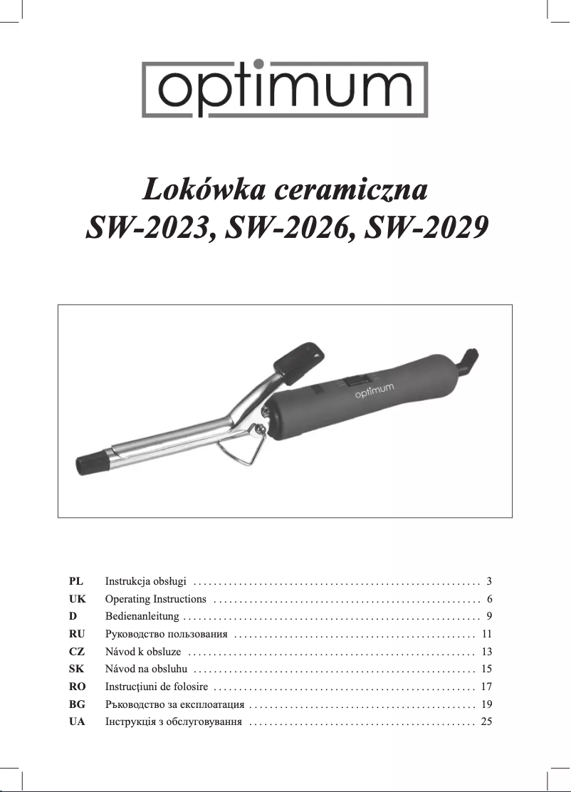 Page 1 de la notice Manuel utilisateur Optimum SW-2026