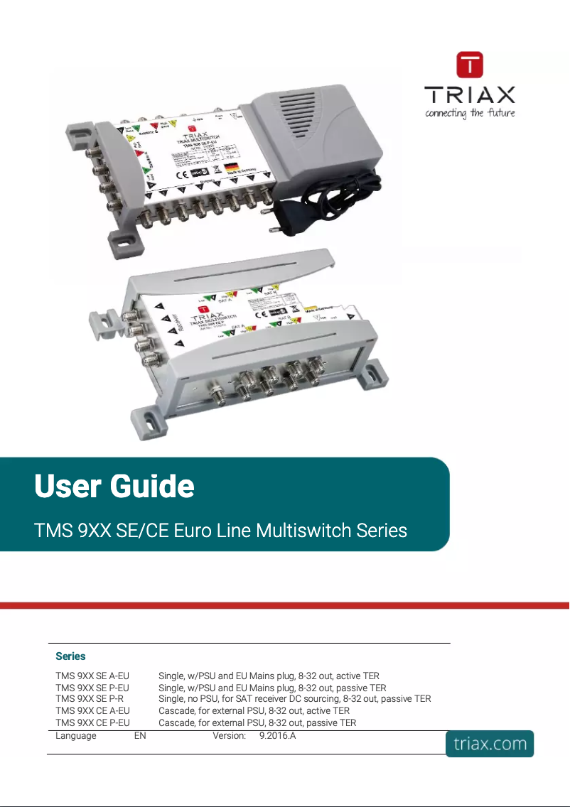 Page 1 de la notice Manuel utilisateur Triax TMS 916 CE P