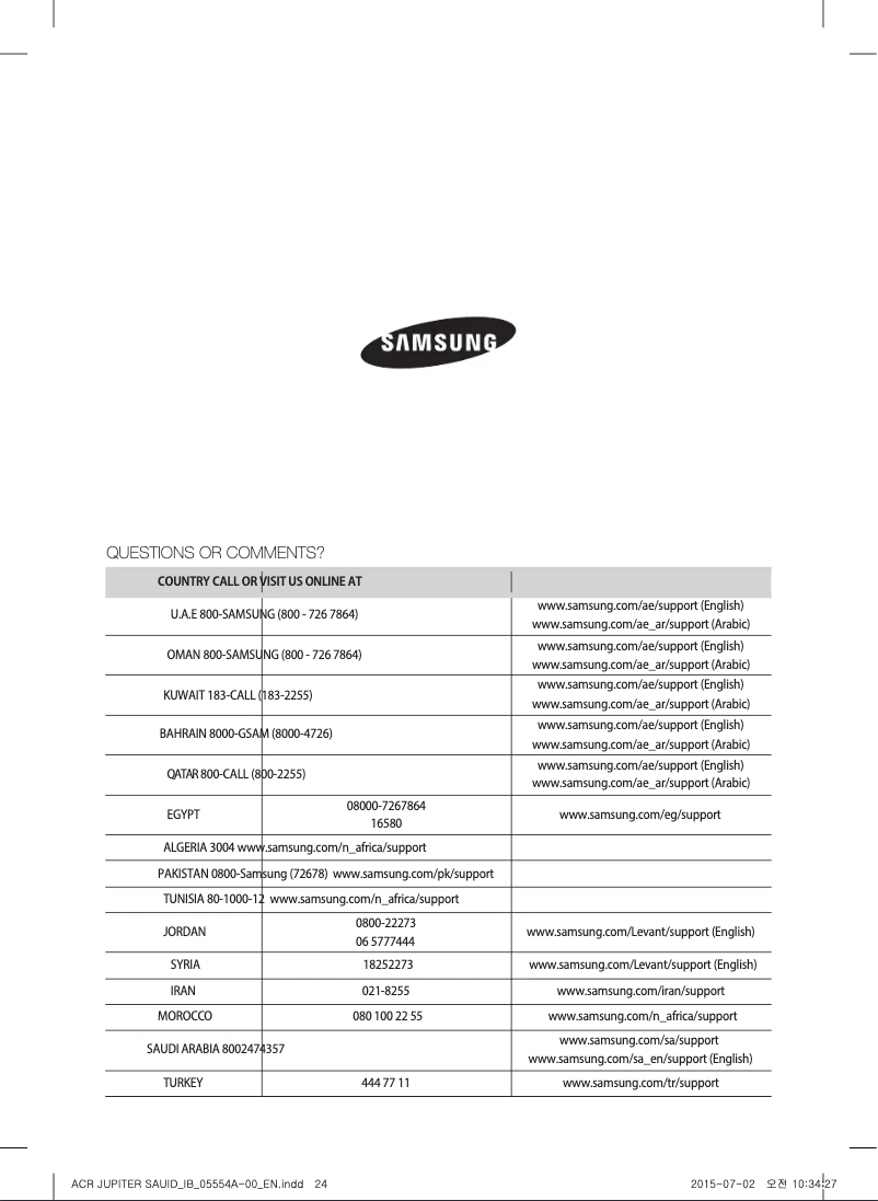 Page 1 de la notice Manuel utilisateur Samsung AX40H5000GM